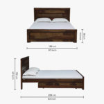 Lordenzo Sheesham Wood Queen Size Bed with Drawer Storage (Provincial Teak Finish) - Image 11