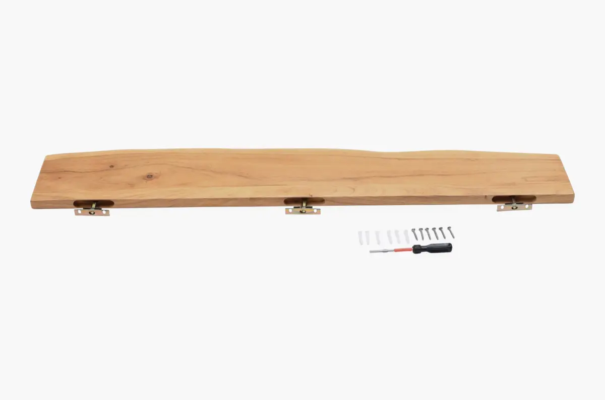 Candregal Acacia Wood Shelf in 110 cm Length (Natural Finish) - Image 7