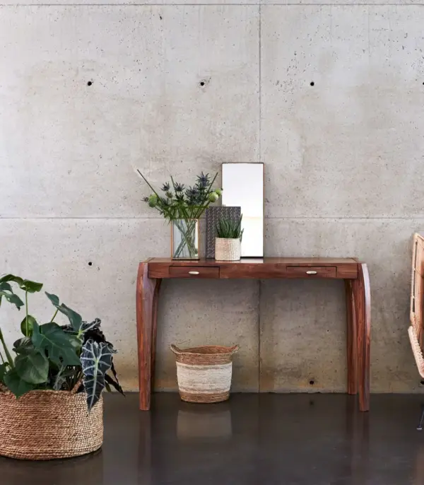 Suna Solid Sheesham Wood Console Table with Drawer Storage (Honey Finish)