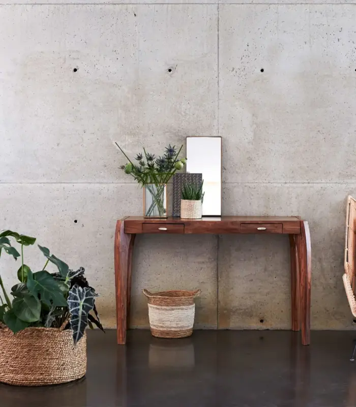 Suna Solid Sheesham Wood Console Table with Drawer Storage (Honey Finish)
