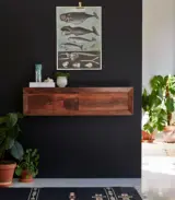 Willa Solid Sheesham Wood Wall-Mounted Console Table with Drawer Storage (Walnut Finish)