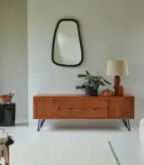 Bannie Solid Acacia Wood Floor Standing TV Unit (Natural Finish)