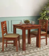Zanet Sheesham Wood 2 Seater Dining Table Set (Honey Finish)