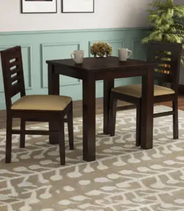 Zanet Sheesham Wood 2 Seater Dining Table Set (Walnut Finish)