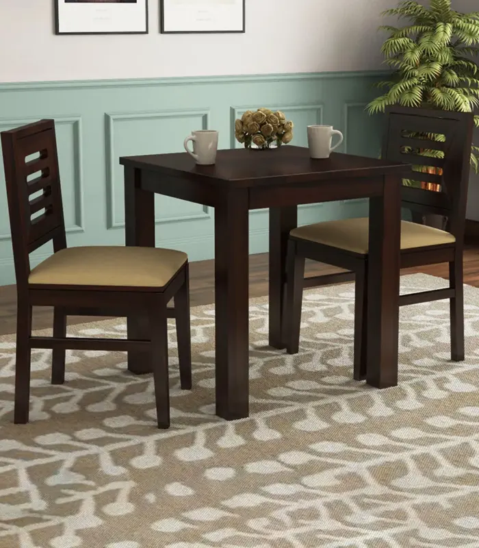 Zanet Sheesham Wood 2 Seater Dining Table Set (Walnut Finish)