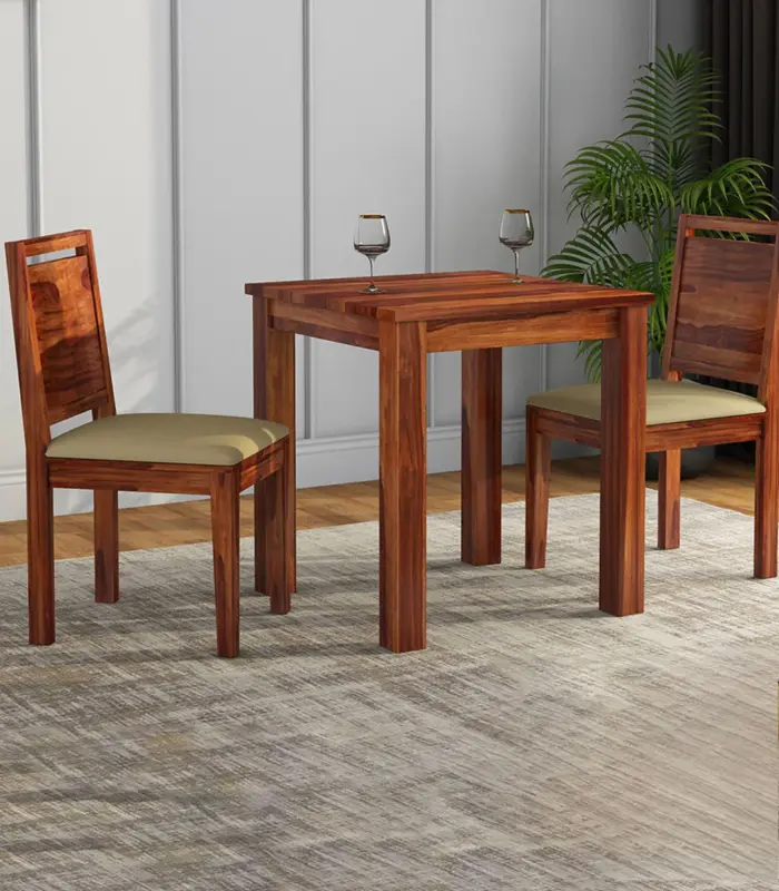 Horson Sheesham Wood 2 Seater Dining Table Set (Honey Finish)