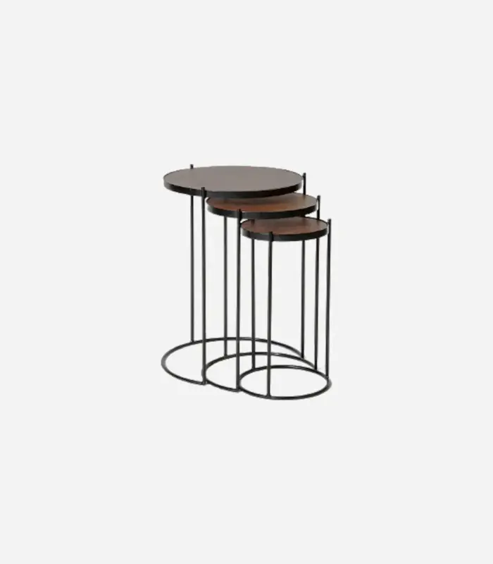 Cassel Acacia Wood Nesting Side Tables (Walnut Finish)