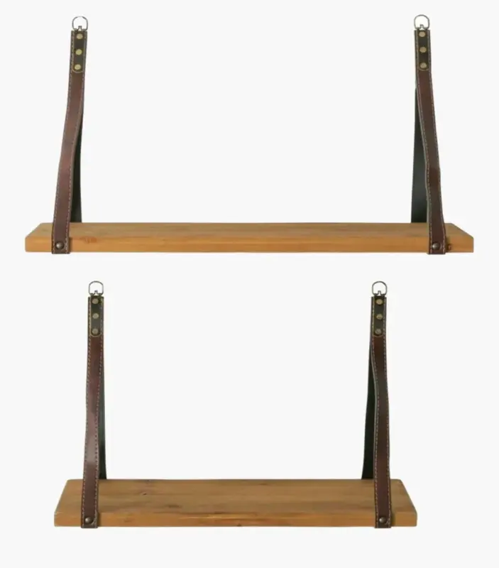 Candregal Acacia Wood Hanging Shelf in 50 and 60 cm Length (Natural Finish)