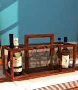Villezas Sheesham Wood Bar Cabinet (Honey Finish)