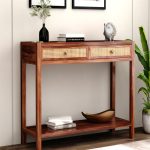 Apeak Console Table With Storage in Honey Finish - Image 2