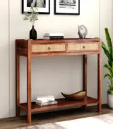 Apeak Sheesham Wood Console Table with Drawer Storage (Honey Finish) - Image 2