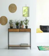 Ark Acacia Wood Console Table with Drawer Storage (Natural Finish) - Image 3