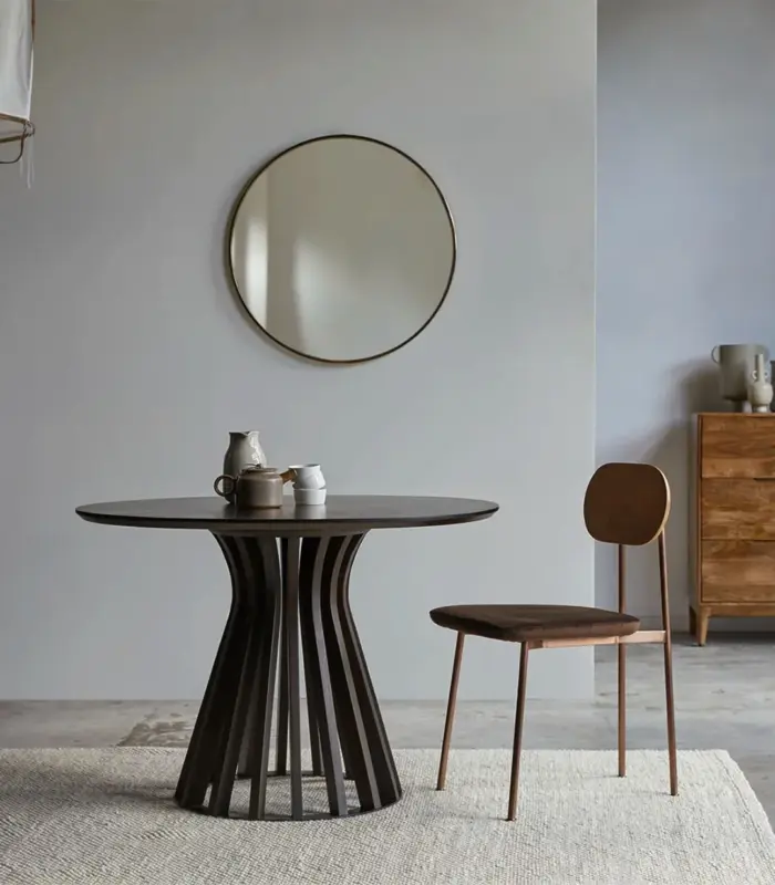 Gryco Solid Mango Wood and Metal Round Table with 2 Chair (Natural Finish)