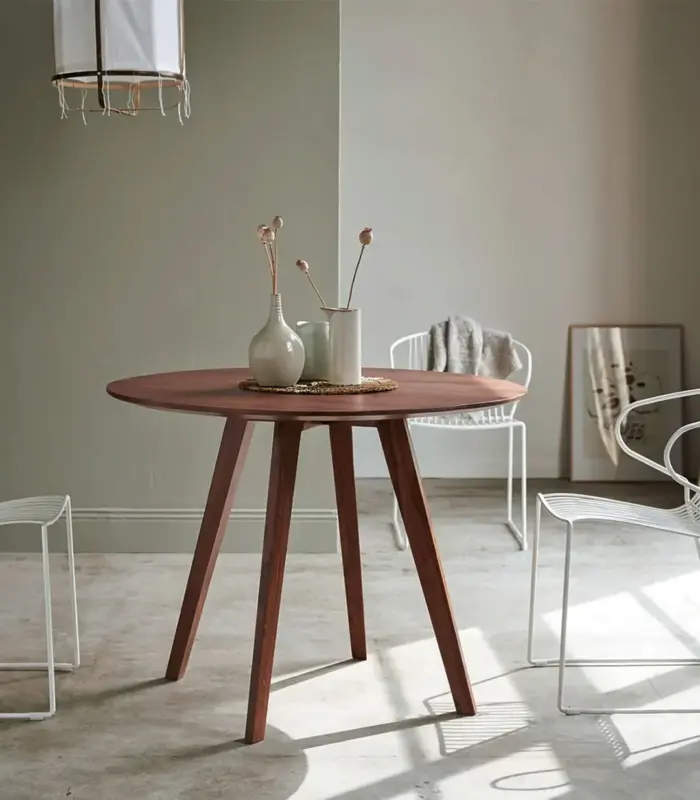 Oliana Solid Sheesham Wood Round Dining Table (Natural Finish)