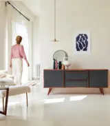 Diels Solid Acacia Wood Sideboard with Drawer Storage (Honey Finish)