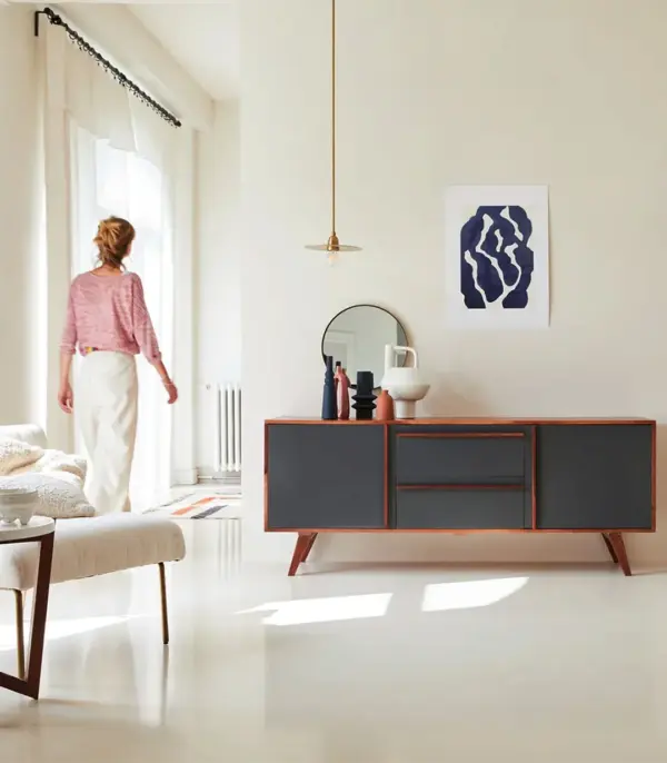 Diels Solid Acacia Wood Sideboard with Drawer Storage (Honey Finish)