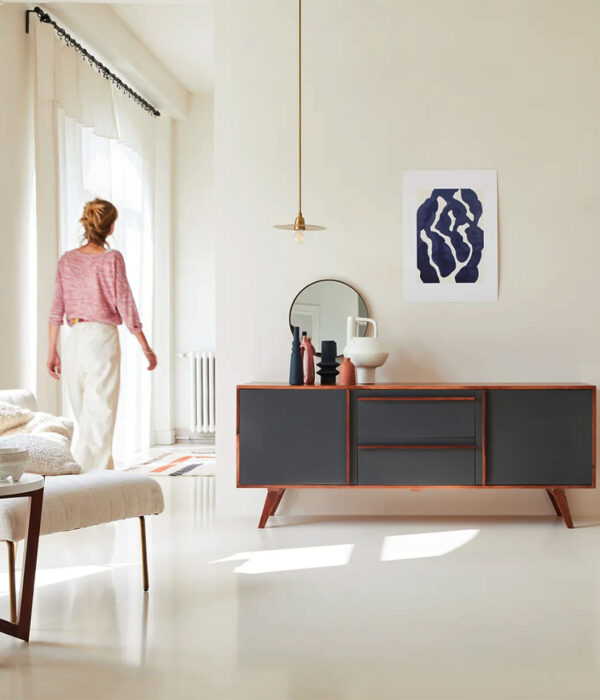 Diels Solid Acacia Wood Sideboard with Drawer Storage (Honey Finish)