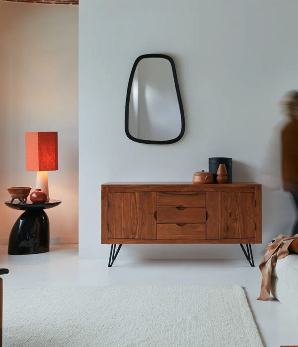 Bannie Solid Acacia Wood Sideboard with Drawer Storage (Honey Finish)