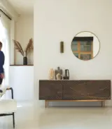 Bilosh Solid Mango Wood and Terrazzo Sideboard and Cabinet (Natural Finish)