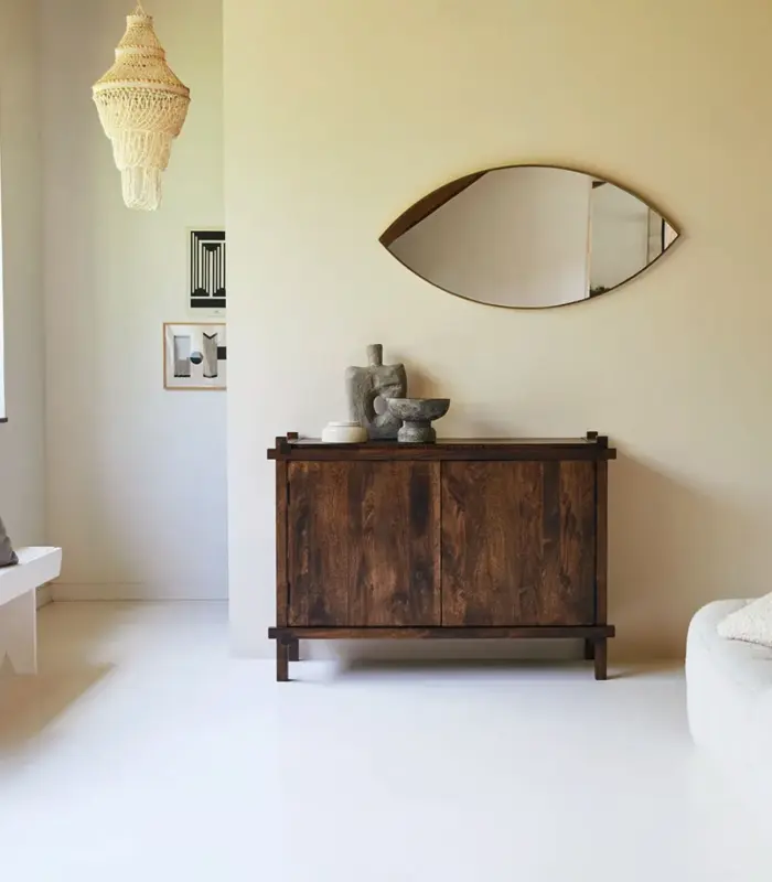 Arket Solid Mango Wood Sideboard and Cabinet (Walnut Finish)