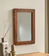 Kwarno Sheesham Wood Frame Wall Mounted Mirror 70x50 cm (Honey Finish)