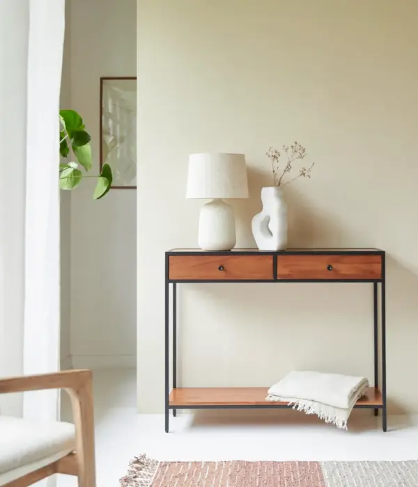 Agra Solid Acacia And Metal Console Table