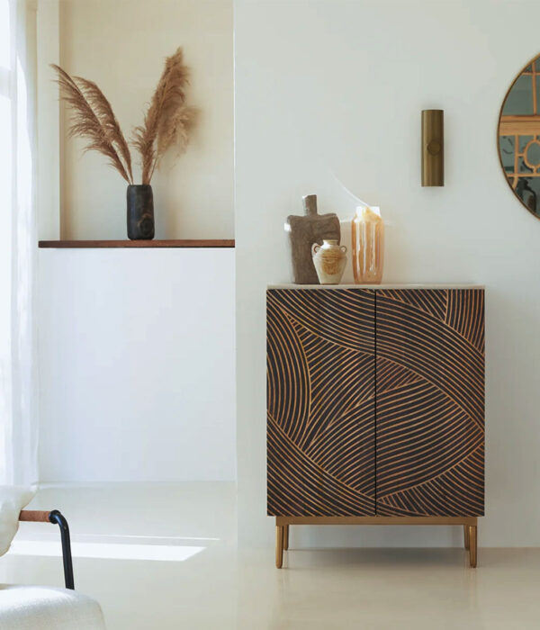 Bilal Solid Mango And Terrazzo Dresser 80 cm