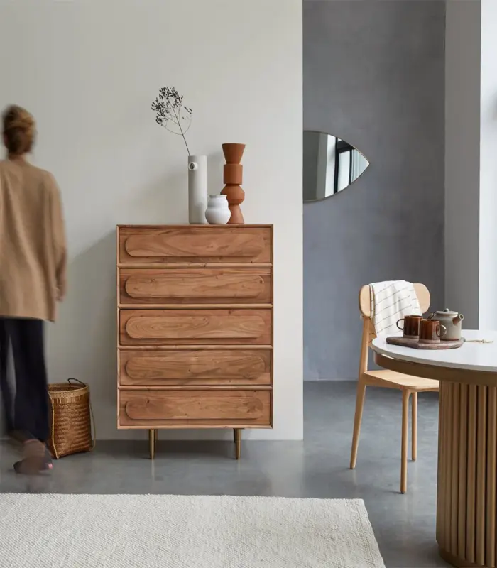 Oilga Acacia Wood Chest Of Drawers (Natural Finish)