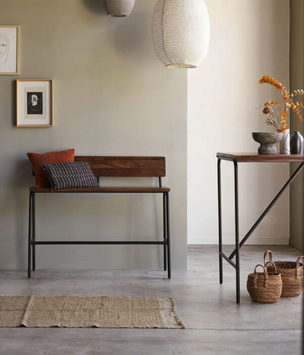Talia Solid Sheesham And Metal Tall Bench