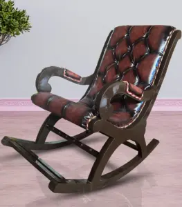 Mealmine Sheesham Wood with Velvet Fabric Cushion Rocking Chair (Melamine Finish)