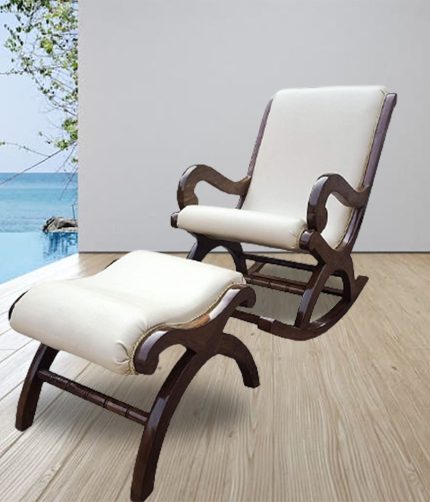 Solid Sheesham Wooden Rocking Chair With Stool