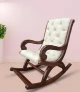 Mealmine Sheesham Wood White Cushion Rocking Chair (Melamine Finish)