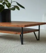 Bannie Solid Acacia Wood Coffee Table with Metal Legs (Acacia Varnished) - Image 2