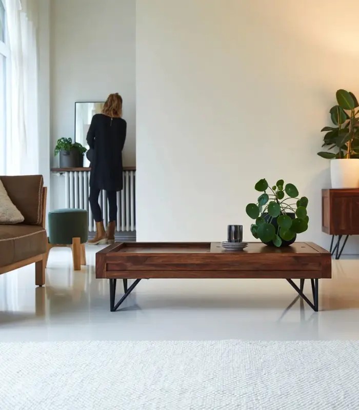 Bannie Solid Sheesham Wood Coffee Table with Storage (Natural Finish)