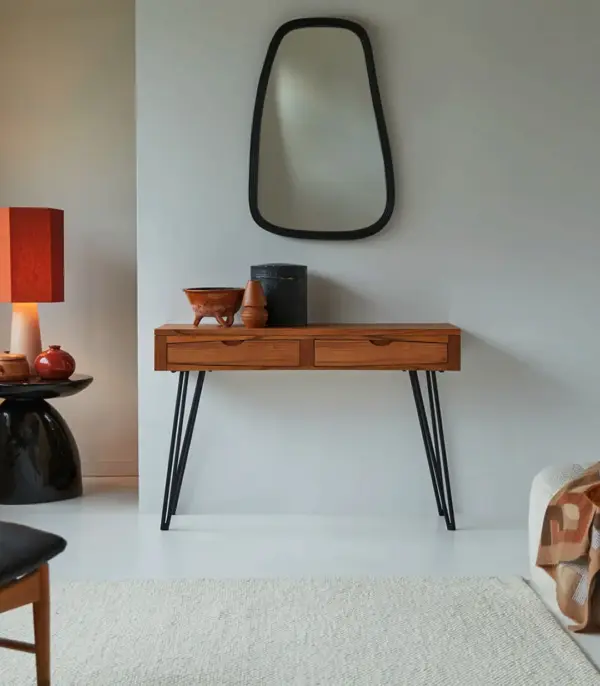 Bannie Solid Acacia Wood Console Table with Drawer Storage (Acacia Varnished)