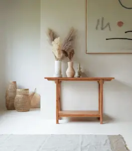 Elite Solid Acacia Wood Console Table (Natural Finish)