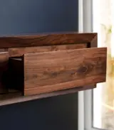 Willa Solid Sheesham Wood Wall-Mounted Console Table with Drawer Storage (Walnut Finish) - Image 2