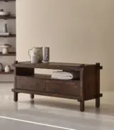 Arket Solid Mango Wood Floor Standing TV Unit (Natural Finish) - Image 2