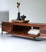 Enova Solid Sheesham Wood Floor Standing TV Unit (Honey Oak Finish) - Image 2
