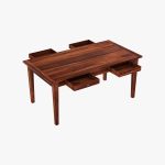 Mcboth Sheesham Wood Compact 6 Seater Dining Table Set with Storage (Honey Finish) - Image 2