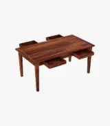 Mcboth Sheesham Wood Compact 6 Seater Dining Table Set with Storage (Honey Finish) - Image 2