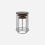 Cassel Contemporary Nesting Side Tables Walnut Acacia Mat Finish - Image 2