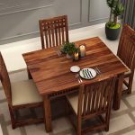 Arolph Sheesham Wood 4 Seater Dining Table Set (Honey Finish) - Image 3