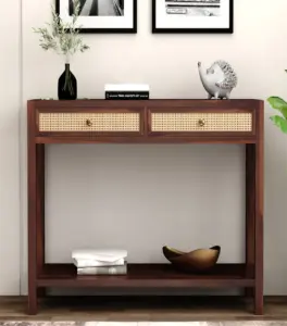 Apeak Sheesham Wood Console Table with Drawer Storage (Walnut Finish)
