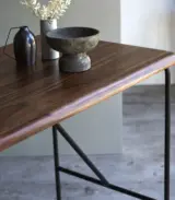 Ark Talia Solid Sheesham Wood and Metal Bar Table with Seats (Natural Finish) - Image 2