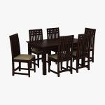 Arolph Sheesham Wood 6 Seater Dining Table Set with Bench (Walnut Finish) - Image 2