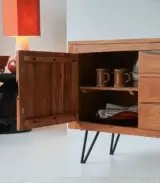 Bannie Solid Acacia Wood Sideboard with Drawer Storage (Honey Finish) - Image 2