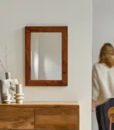 Kwarno Sheesham Wood Frame Wall Mounted Mirror 100x50 cm (Honey Finish) - Image 2