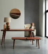 Anyouk Solid Mango Wood Bench (Teak Finish) - Image 2