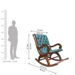 Melamine Finish Sheesham Wooden Cushion Rocking Chair (Green) - Image 2